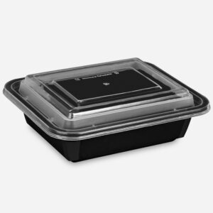 Container + Lid Rectangle RE12 PP (355ml/12oz) Black+Clear
