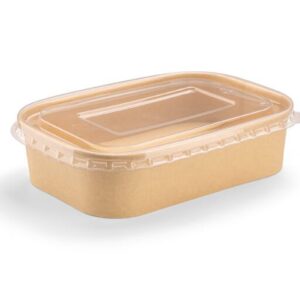 Rectangular paper container 500ml With Kraft/PP Lid