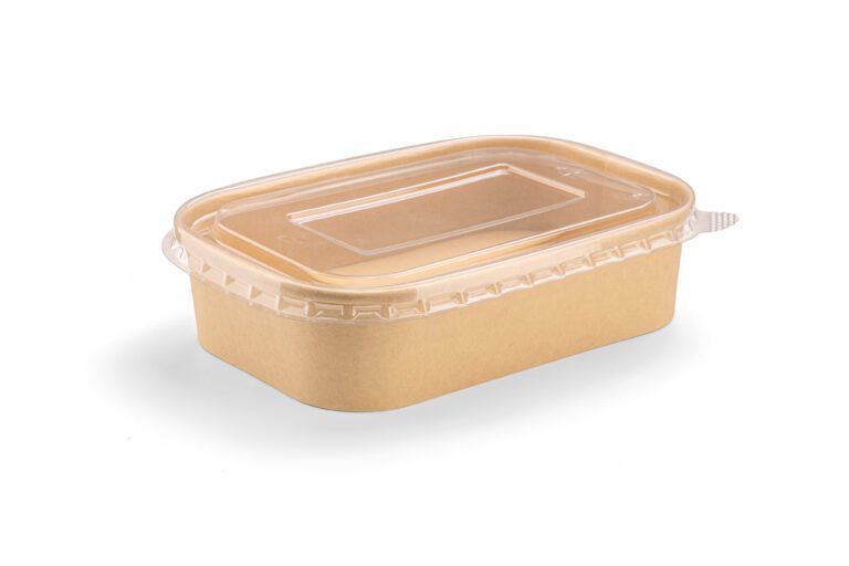 Rectangular paper container 500ml With Kraft/PP Lid